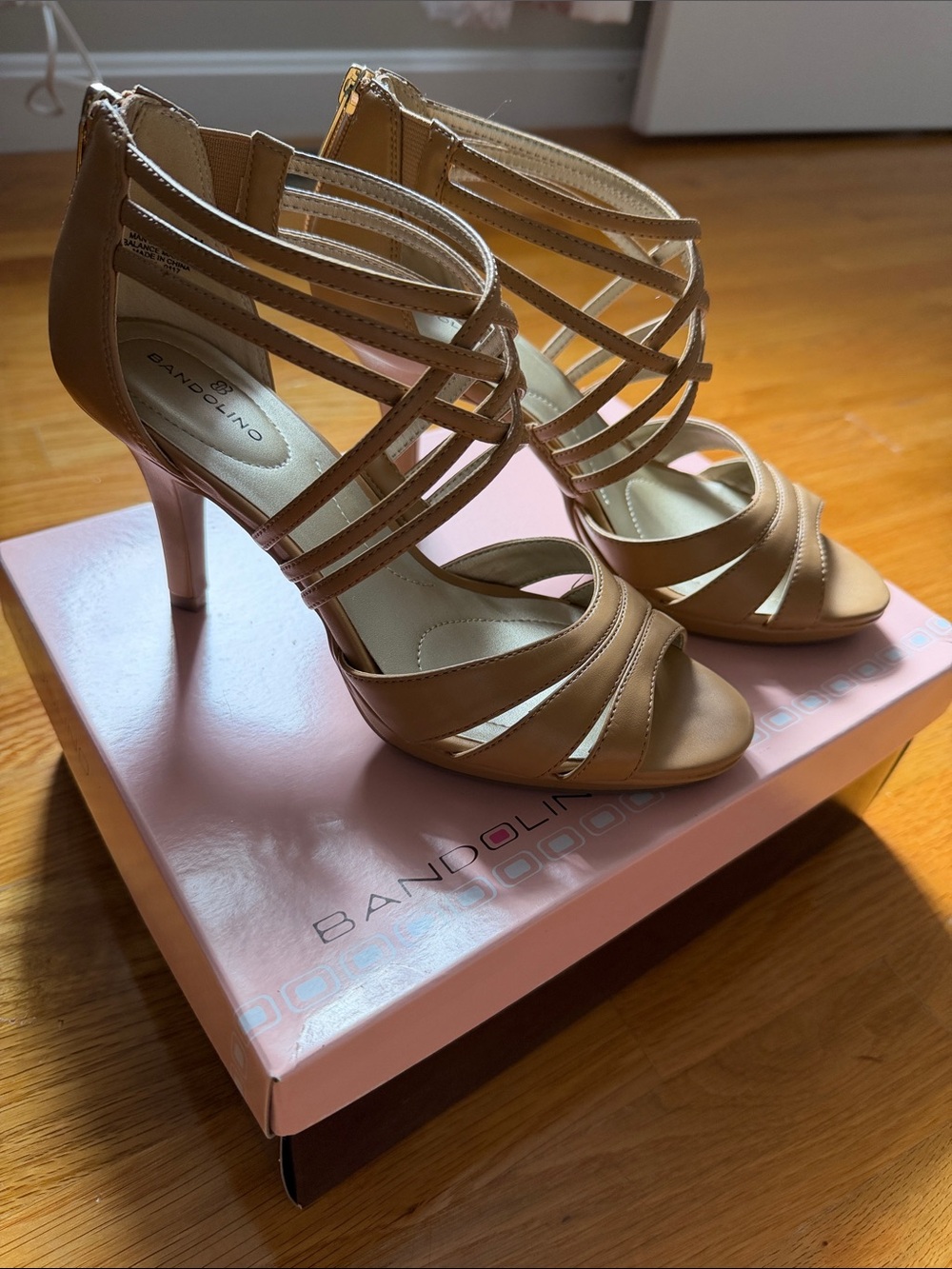 Bandolino Tan Strappy High Heel Sandals